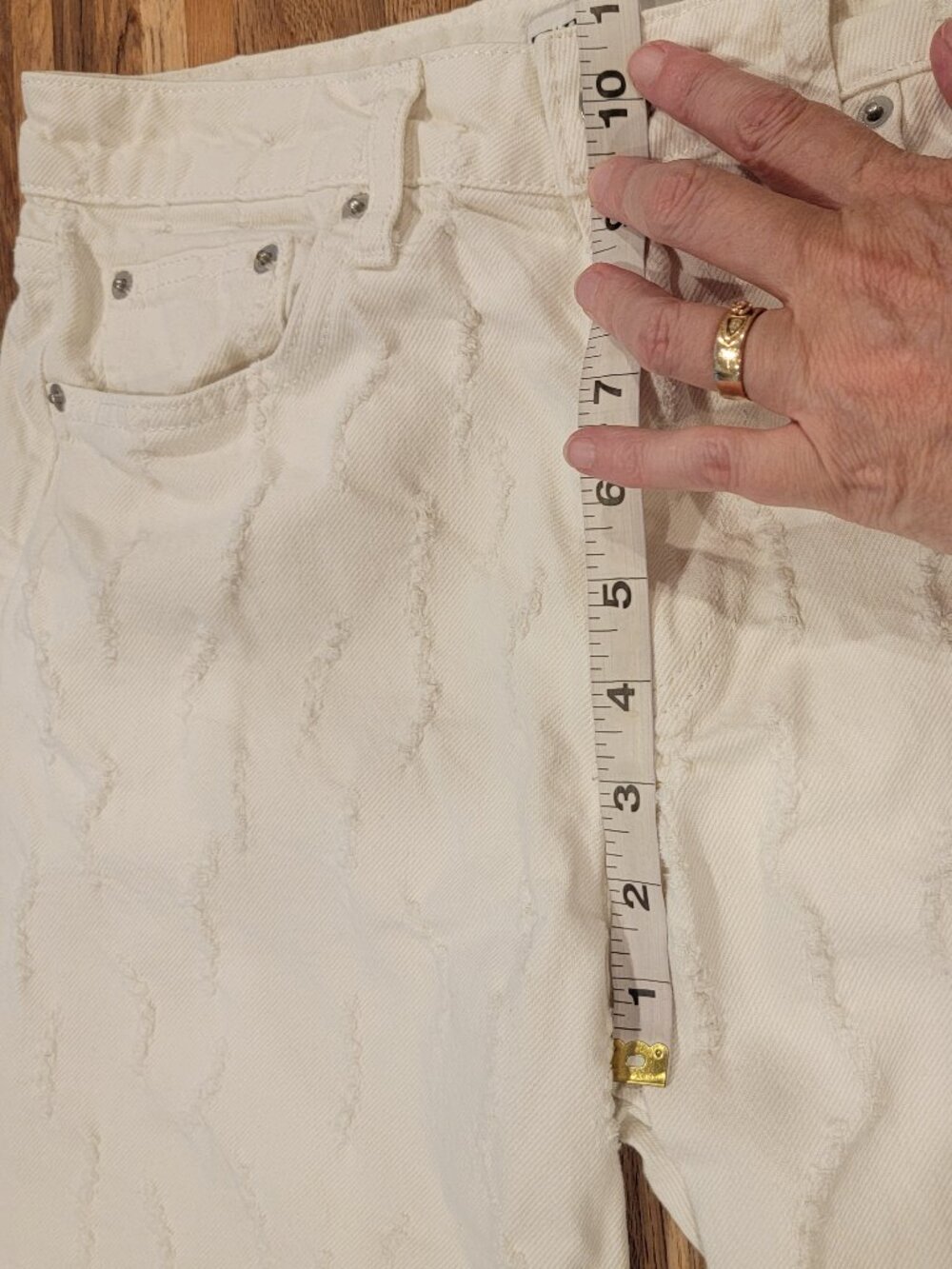 Zara White Wide Leg Distressed Jeans - Picture 8 of 12